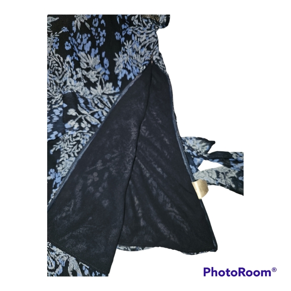 Covington mock wrap blouse with side zipper, blue, 22W - Picture 5 of 7